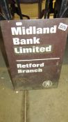 A Midland Bank Retford metal sign.