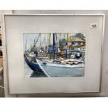 A framed & glazed James Ferrie watercolour, title Grey Morning, Birdham Pool,