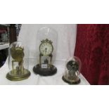 Three anniversary clocks for spares or repair, Large and medium have glass domes,