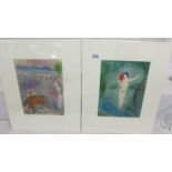 Marc Chagall (1887-1985) Pair of modernist figural lithographic prints published in New York
