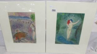 Marc Chagall (1887-1985) Pair of modernist figural lithographic prints published in New York