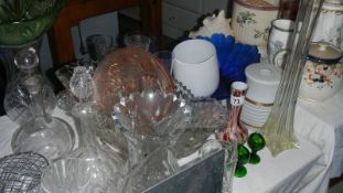 A mixed lot of glass ware including decanters.