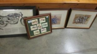 Four framed and glazed motor cycle related prints.