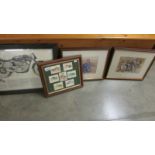 Four framed and glazed motor cycle related prints.