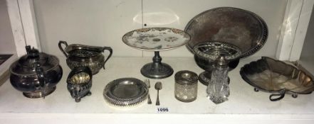 A quantity of silver plate & silver items including silver rimmed glass bottles