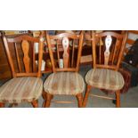 Three old pine kitchen chairs (collect only)