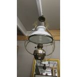 A ceiling oil lamp converted to electric,