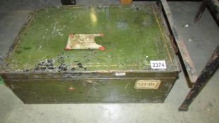 A metal document box.