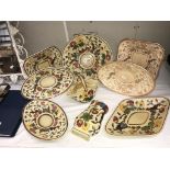 A collection of Indian tree china including wall pocket etc plus 2 unusual coloured pieces