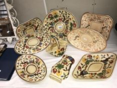 A collection of Indian tree china including wall pocket etc plus 2 unusual coloured pieces