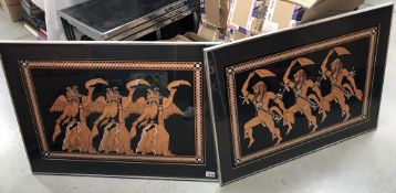 2 large erotic Greek God/Goddess watercolours (inscriptions to rear).