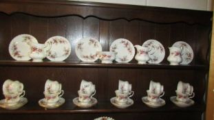 30 pieces of Royal Albert Lavender rose tea ware being 12 cups, 12 saucers, 3 tea plates,