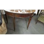 A mahogany D shaped hall table.