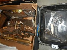 A collection of tools including car tools and spanners (Austin, Triumph, Lister, Brooks etc.