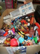 A box of assorted toys.