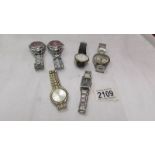 3 Gent's wrist watches and 3 ladies wrist watches.