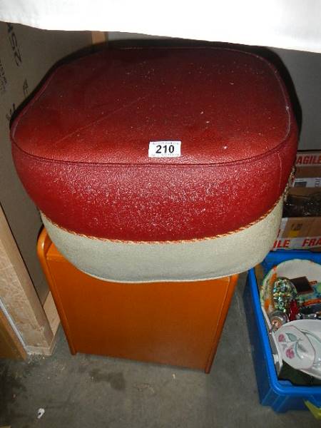 A 1940's footstool/pouffe and a pine box.