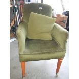 A green arm chair.