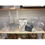 A selection of glass including Waterford & Torrington crystal 7 Villeroy & Boch triple candlestick