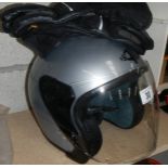 A motor cycle helmet.