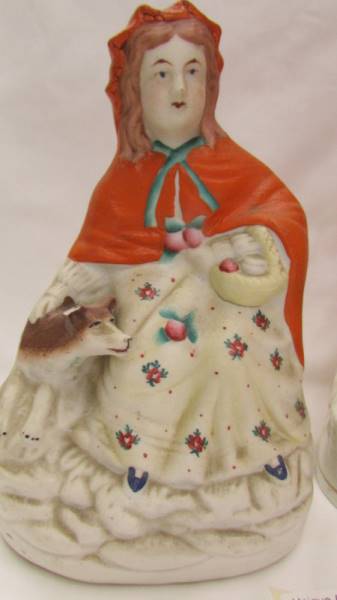 Two 19th century Staffordshire figures, one glazed, one unglazed, different colourways. - Image 3 of 4