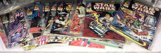 A collection of approximately 58 comics including approx 22 Star Wars weekly etc.