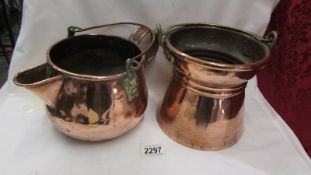 A Victorian copper pot and a Victorian copper jug.