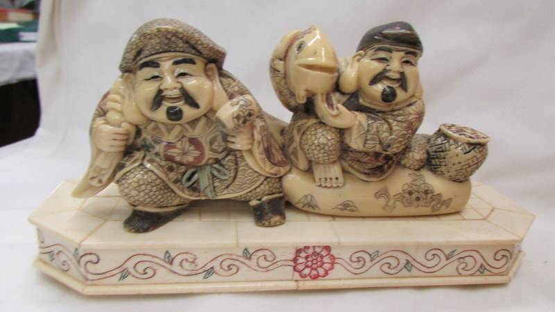 Two Chinese figure groups and another Chinese figure. - Image 2 of 5