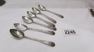 A set of six silver teaspoons. ****Condition report**** Spoons are fully hallmarked.