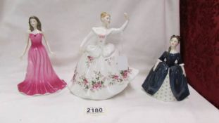 Three Royal Doulton figurines, 'Shirley' HN2707, 'Debbie' HN2385 and 'Ruby' HN4976.