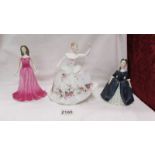 Three Royal Doulton figurines, 'Shirley' HN2707, 'Debbie' HN2385 and 'Ruby' HN4976.