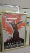 Second world war poster " Woman of Britain come into the factories" Crown copyright material in the