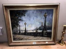 A framed oil on canvas The Chelsea Embankment 63cm x 52cm,