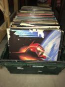 A box of various LP records including ZZ Top, Elvis, Perry Como & Grease etc.
