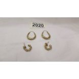 Two pairs of 9ct gold earrings. ****Condition report**** Weight 2.