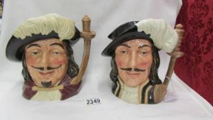 Two Royal Doulton character jugs being Athos and Porthos.