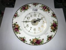 A Royal Albert Old Country Rose wall clock