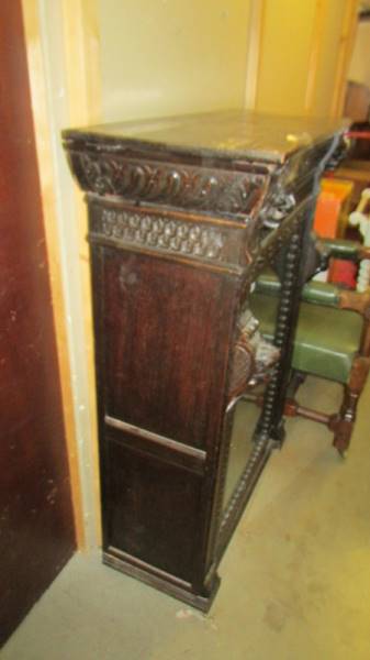 A carved oak pier cabinet, (needs some repair). (Collect only). - Image 3 of 3