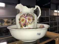 A Staffordshire jug and bowl set