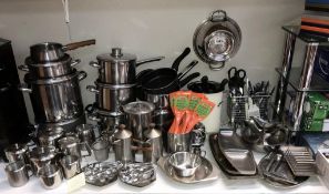 A good large lot of stainless steel cooking ware