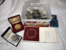 A collection of coins & medals etc.