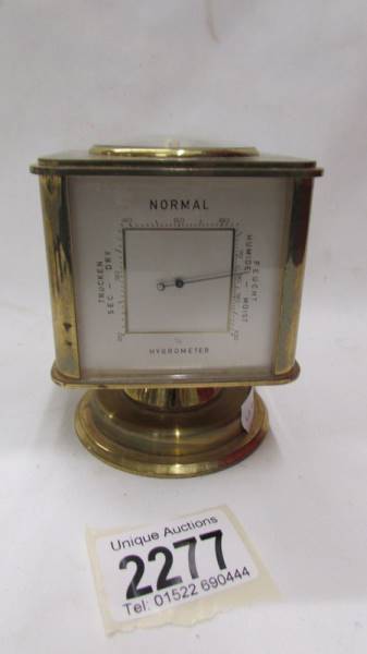 An Angelus circa 1950's Swiss gilt brass portable desk clock/weather station. - Image 3 of 6