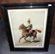 An early framed and glazed print of 11th Prince Alberts Own Hussars Trooper