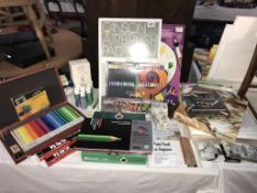 A large quantity of artists materials including new pencil sets,