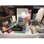 A large quantity of artists materials including new pencil sets,