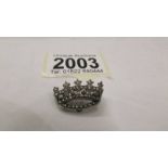 A nice quality silver marcasite brooch in the form of a crown.