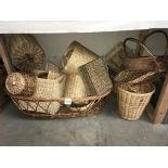 A quantity of wicker baskets etc