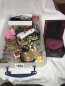 A box of mixed costume jewellery