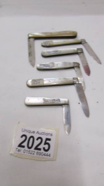 Six silver pen knives.