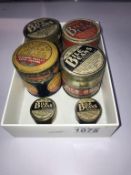 5 vintage Bile Beans advertising tins & 1 other